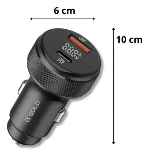 Carregador Veicular 12v 60w Turbo Usb-c + Usb-a 3.0 Com Led - Foto 3
