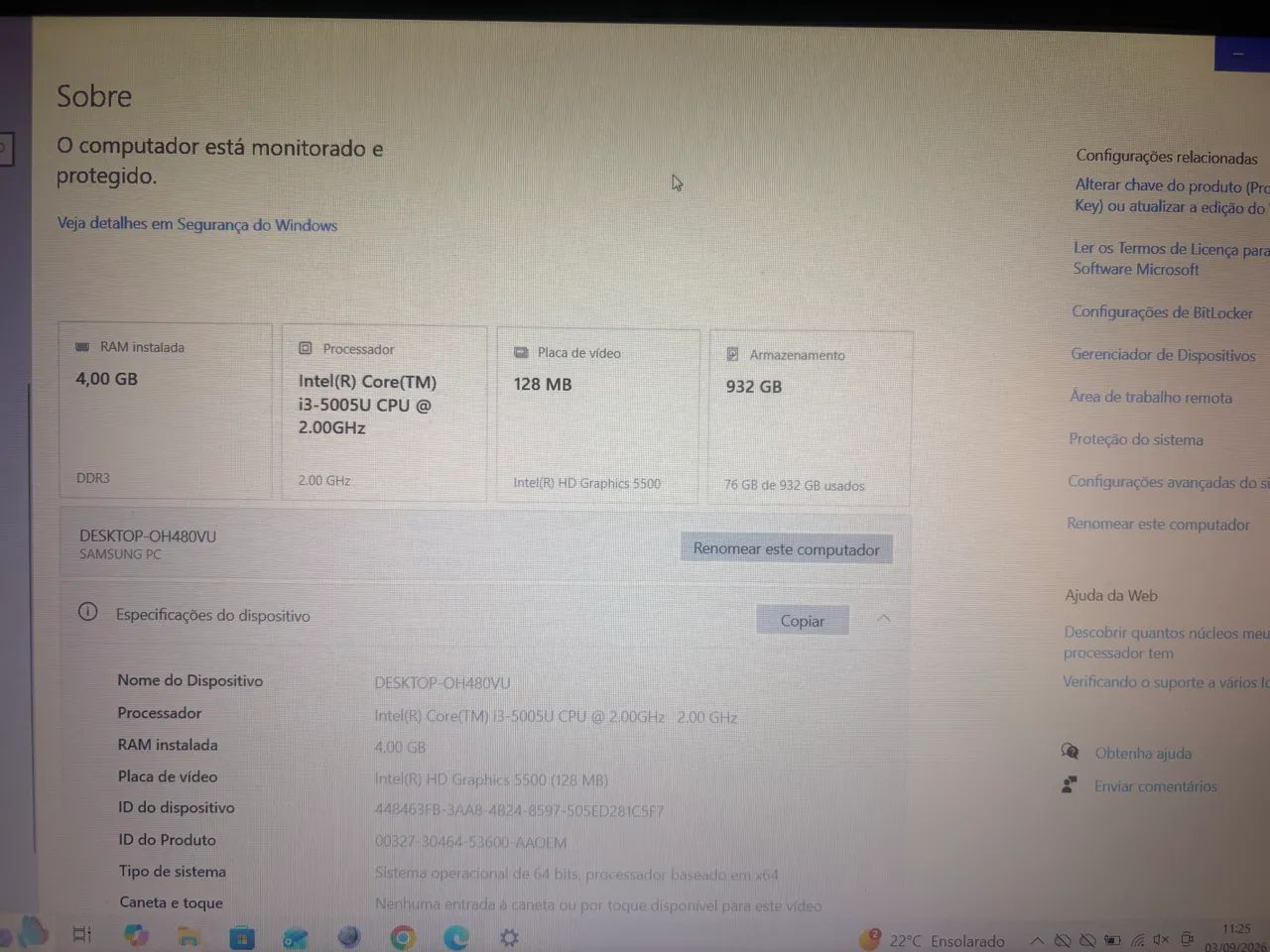 NOTEBOOK SAMSUNG - INTEL CORE i3 | 4GB RAM | 932GB DE ARMAZENAMENTO - Foto 2