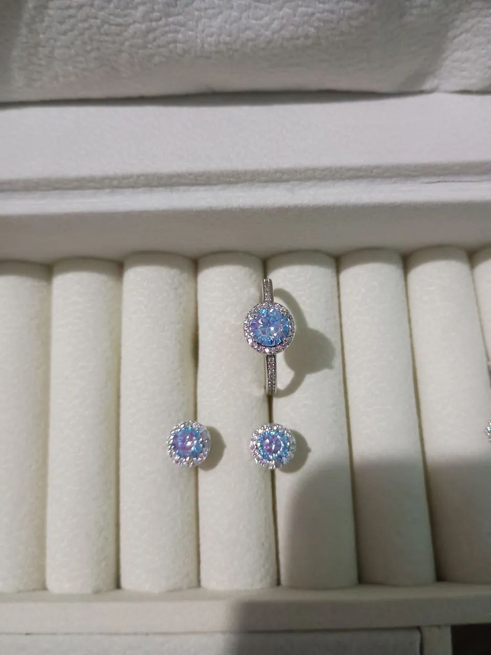 Conjunto Moissanite colorido Azul