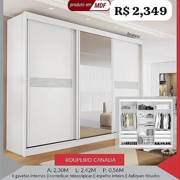 Guarda Roupa Canadá MDF  - Foto 3