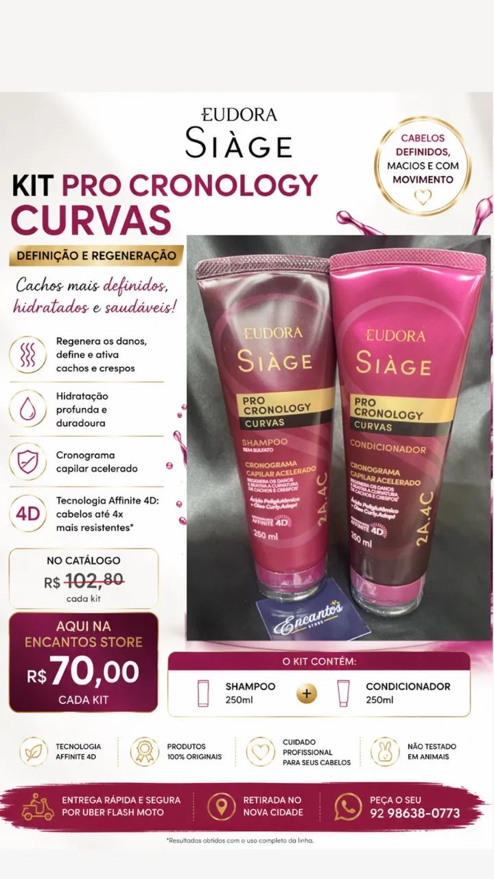Shampoo e condicionador Siáge pro cronology promoção