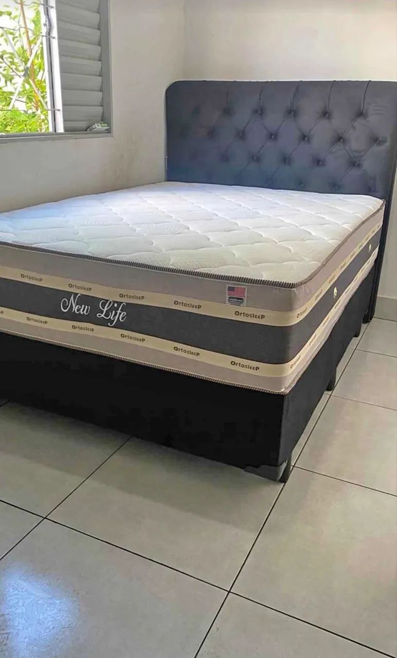 Cama box molas ensacadas casal super alta novas