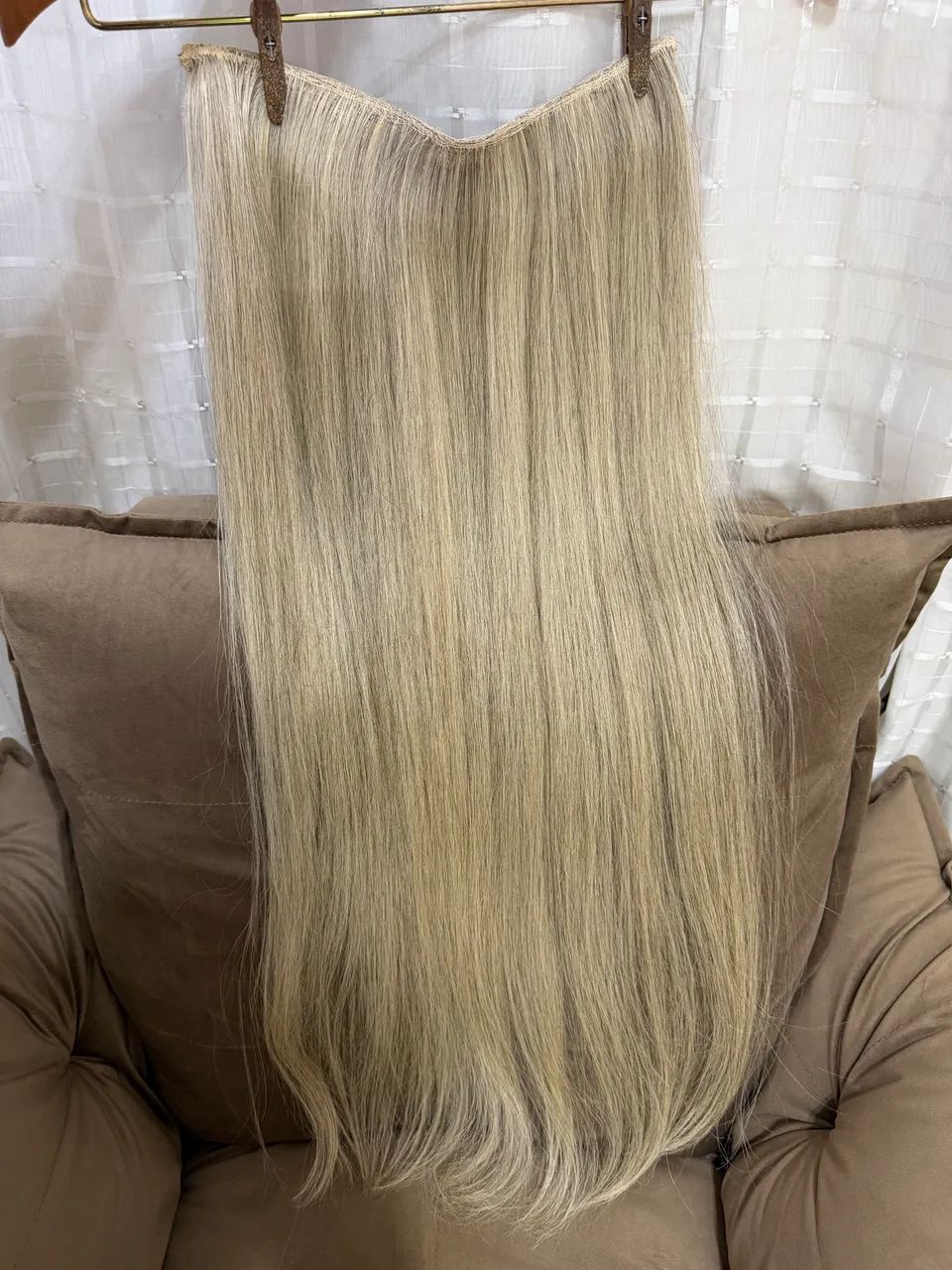  2 telas cabelo loiro humano Vietnã 75 cm - Foto 2