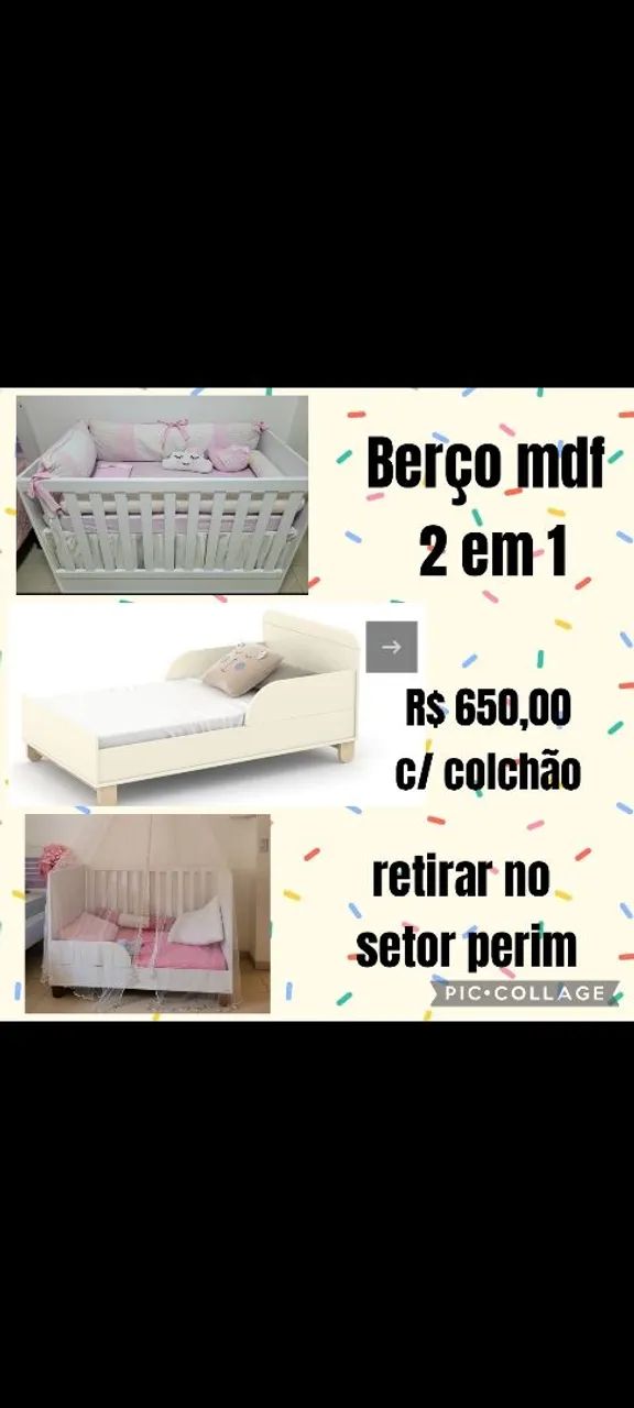 Berço em mdf vira cama