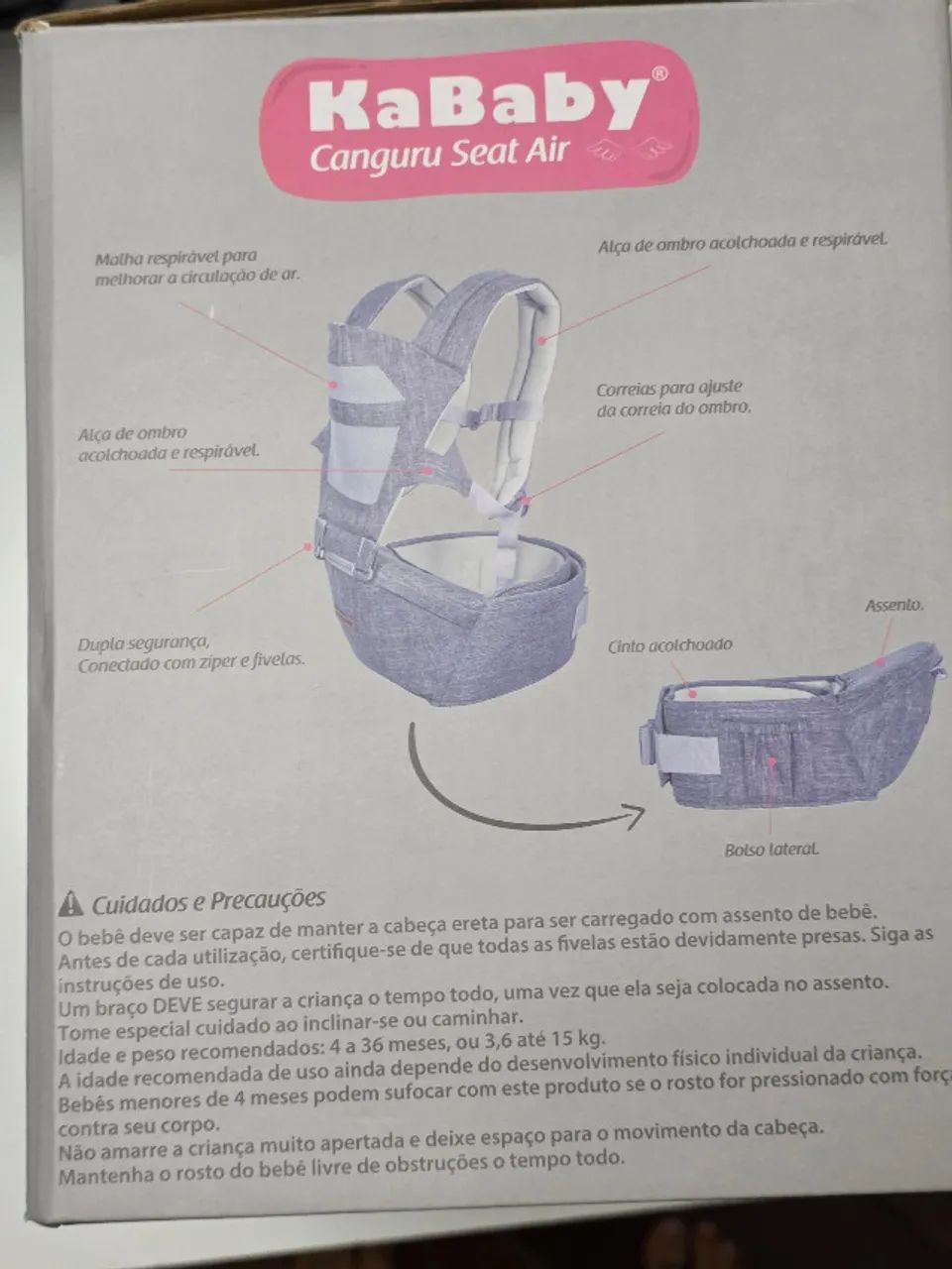 Canguru de bebê KaBaby - Praticamente novo, sem uso - Foto 2