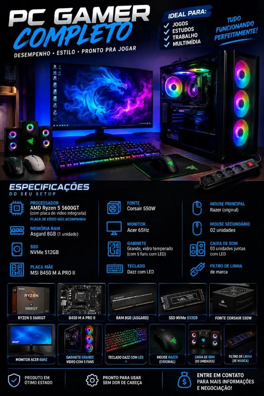 PC Computador game Ryzen 5600gt