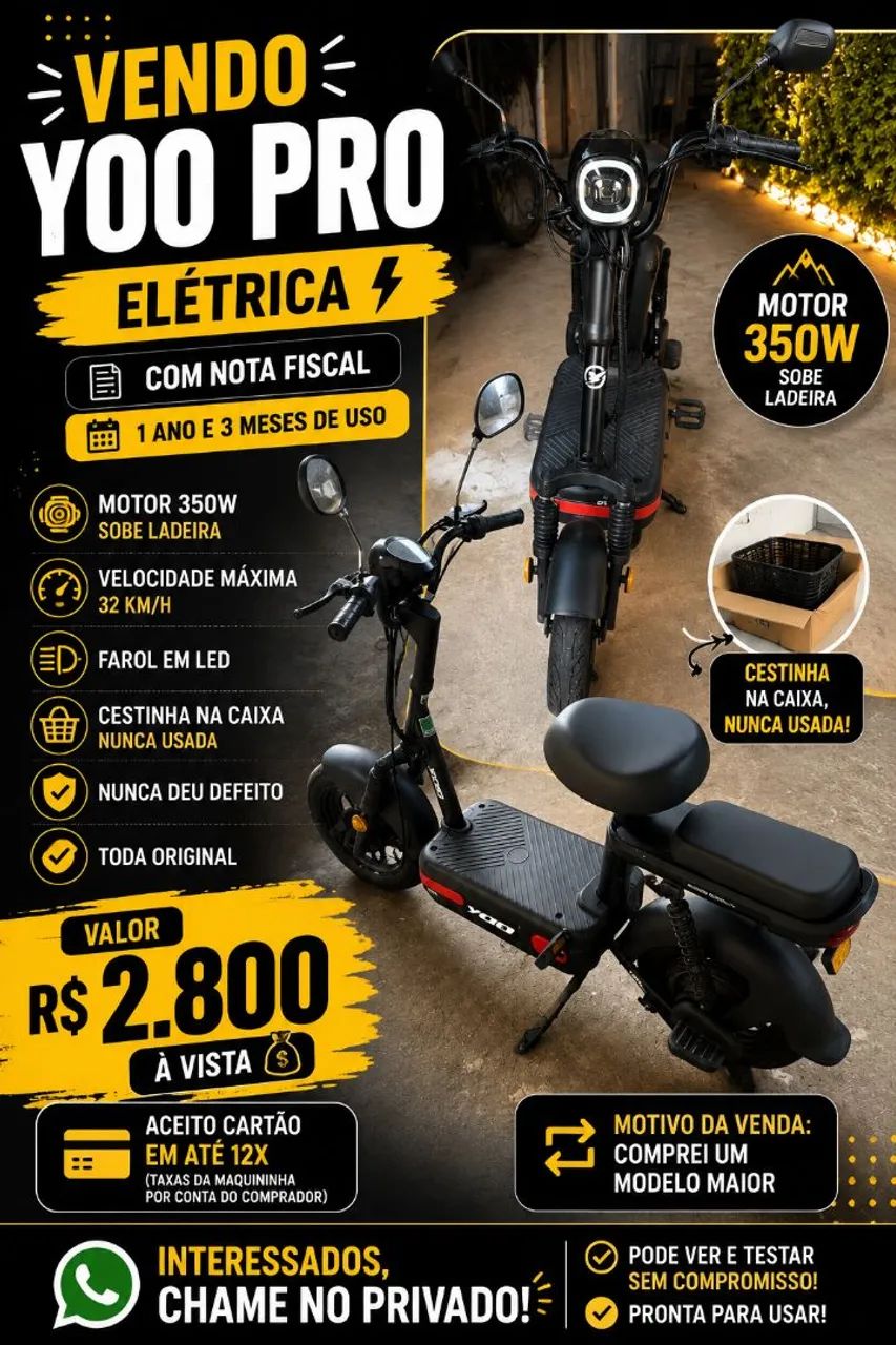 VENDO MOTO ELÉTRICA YOO - Foto 3