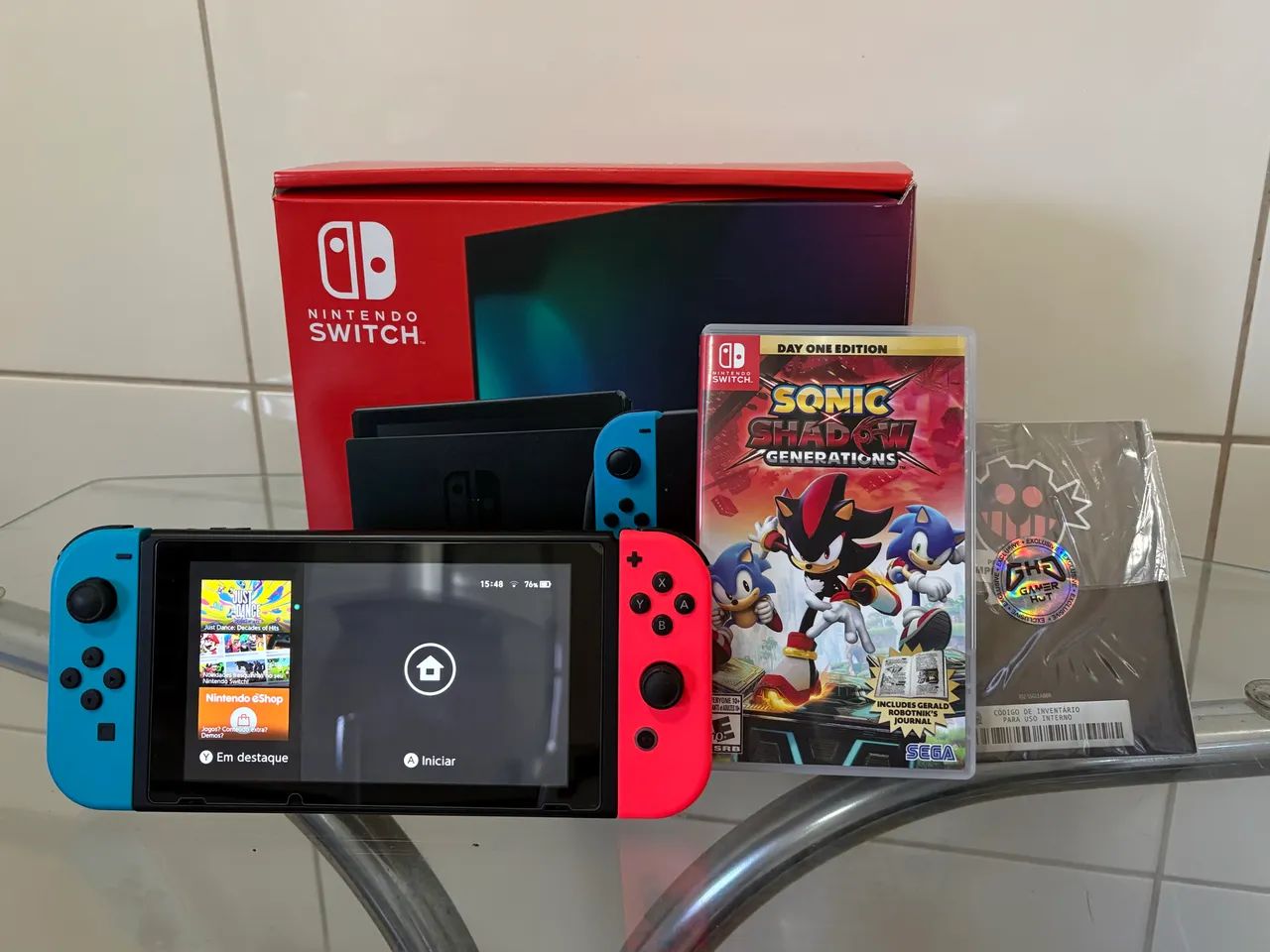 Nintendo Switch V2 (bateria extendida) com jogo SONIC & SHADOW GENERATIONS