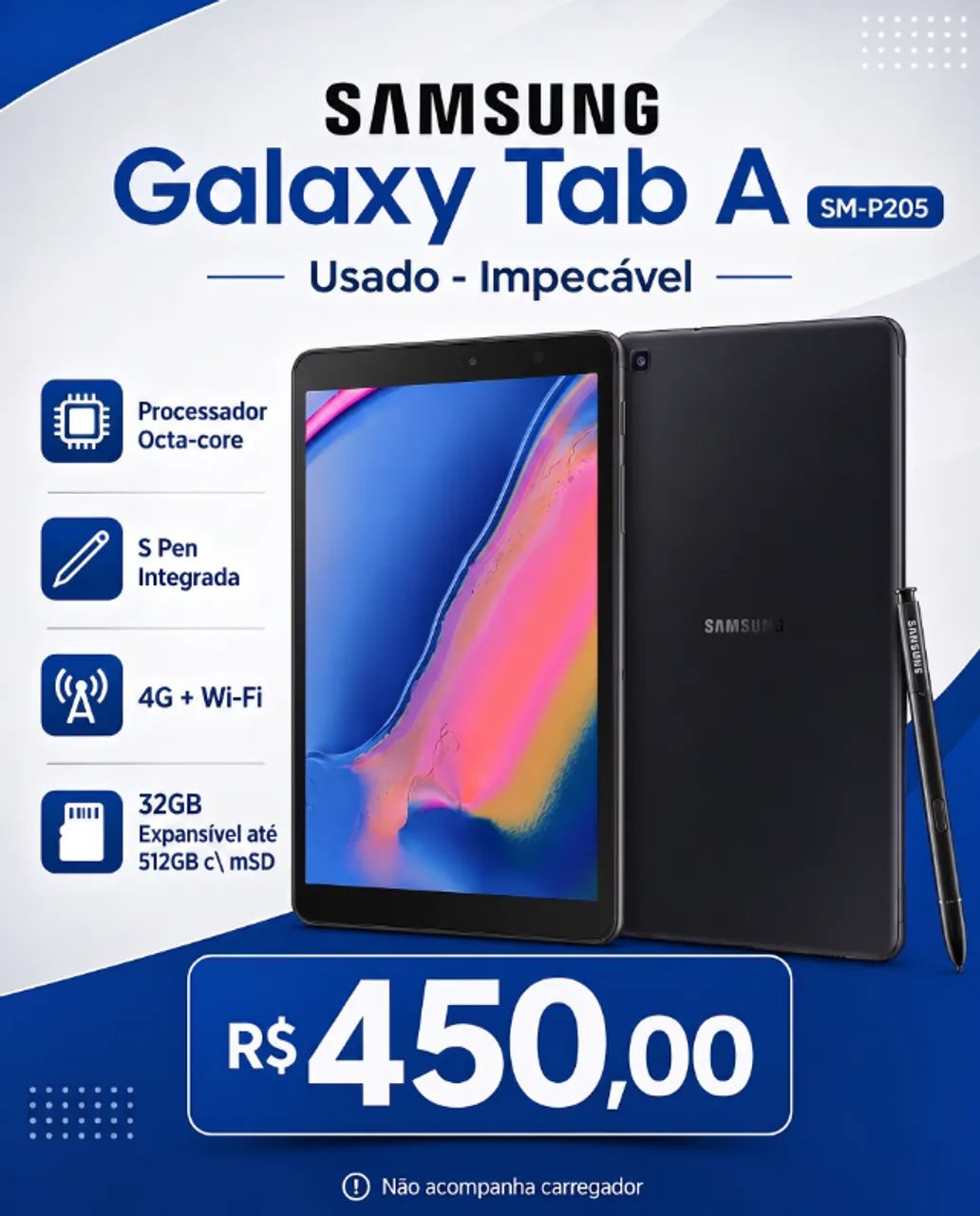 Galaxy Tab A 8.0 S Pen SM-P205 - Celulares e Smartphones - Piedade
