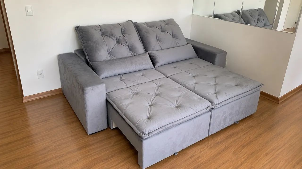 SOFÁ RETRÁTIL E RECLINÁVEL 2,10 m | ESPUMA D33 | EXCELENTE ESTADO