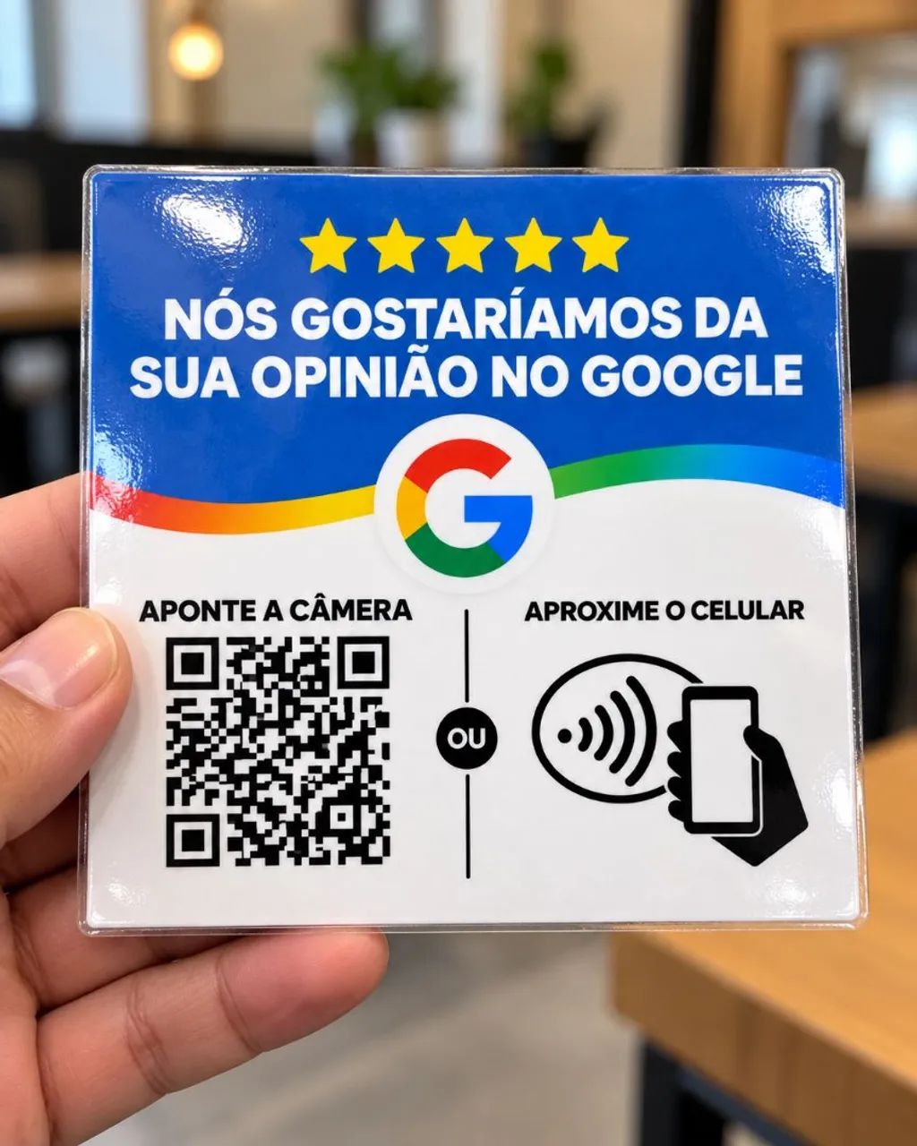 PLACA DE AVALIAÇÃO GOOGLE COM QR CODE + NFC 