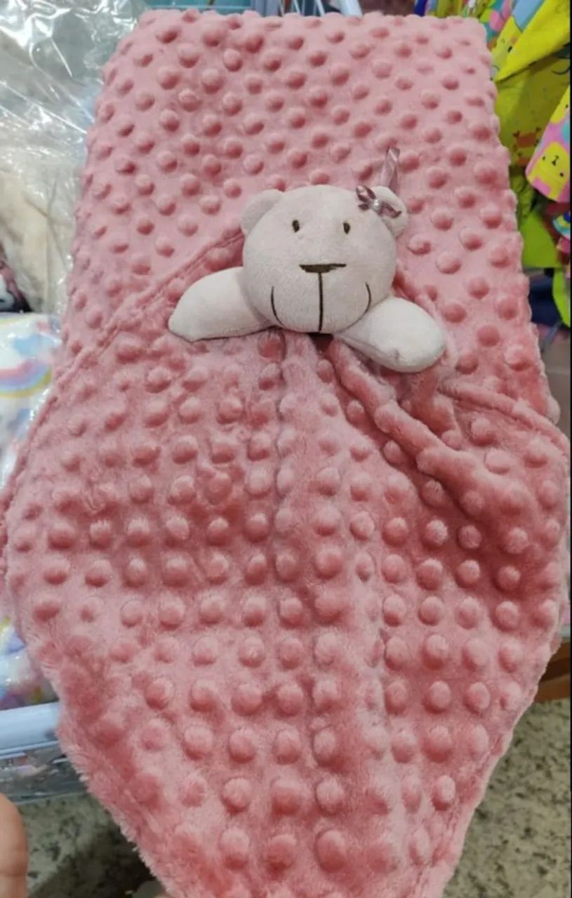Kit cobertor e naninha tecido bolinha 