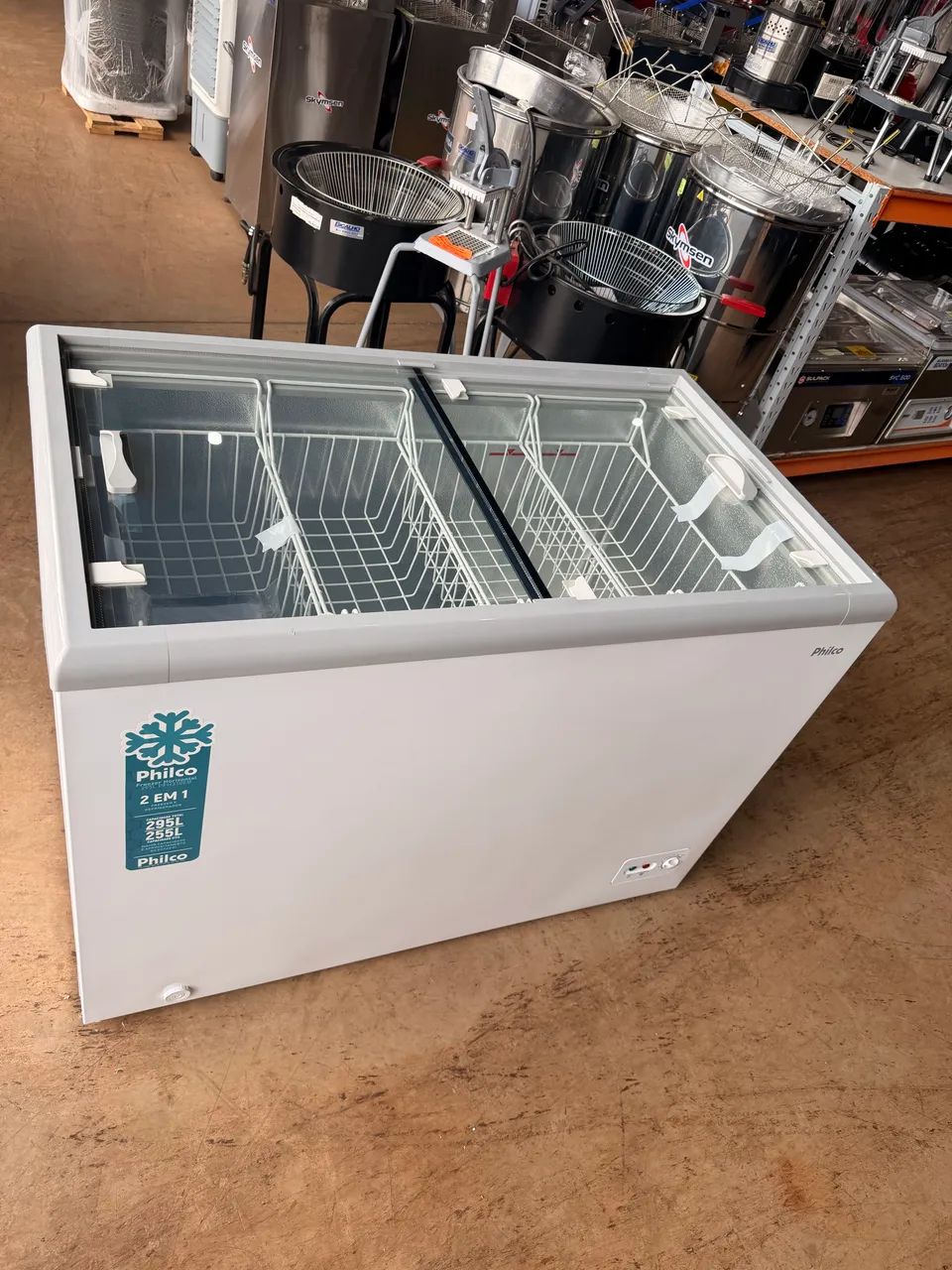 Freezer tampa de vidro 