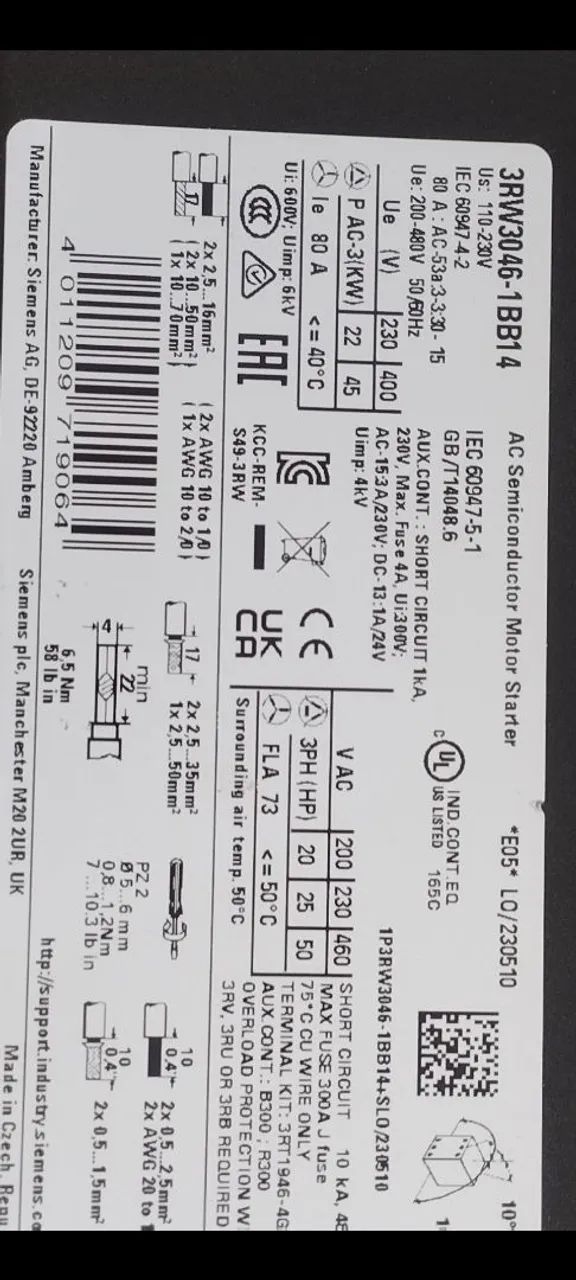 Soft Start Siemens 80A 