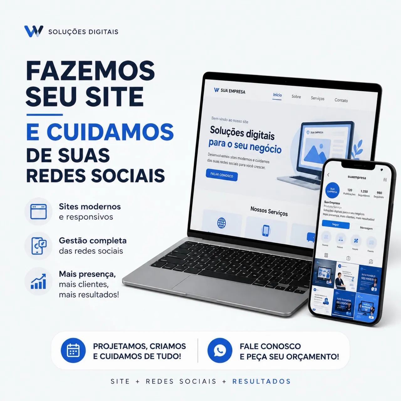 Fazemos seu site cuidados das suas redes sociais 