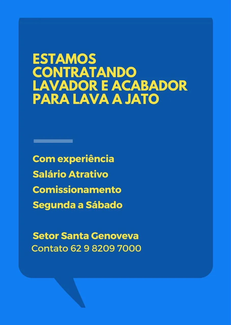 Contratamos Lavador e acabador 