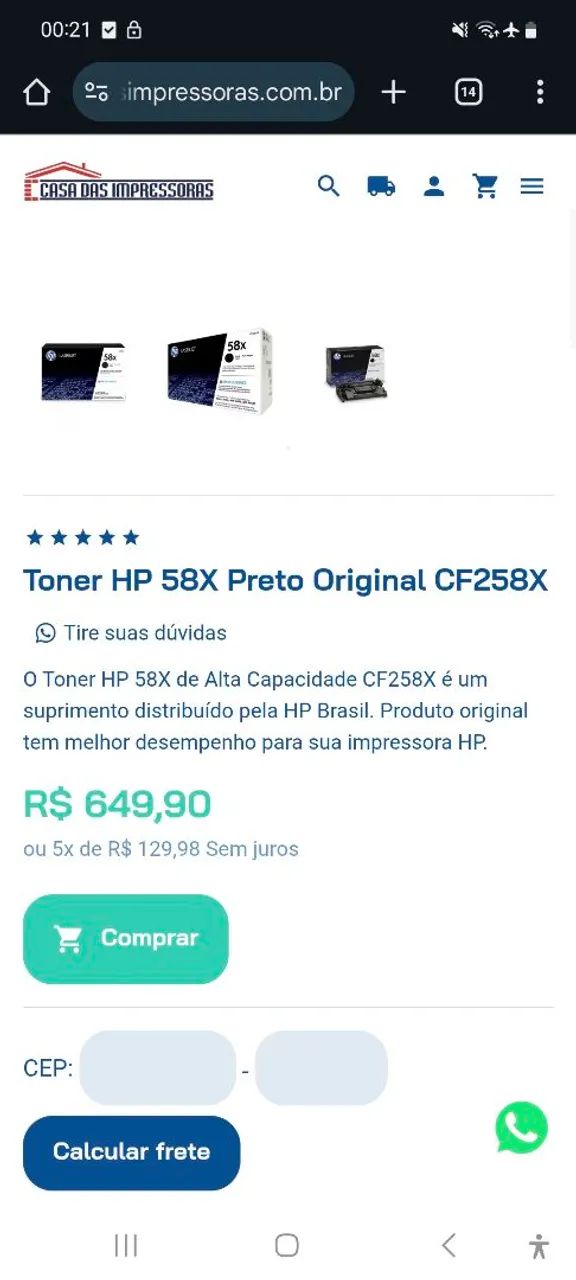 Toner 258x impressora e42540 original65049961124739120