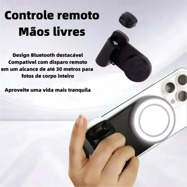 Selfie Magnética para Celular Tomate MLG-197 com Grip e Obturador Bluetooth USB-C - Foto 3
