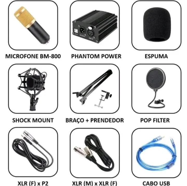 Microfone BM800 + Phantom Power 48V (kit completo) - Foto 5