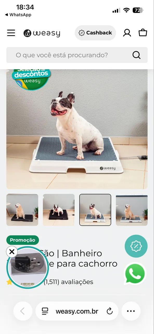 Weasy Cão | Banheiro inteligente para cachorro 70x100cm
