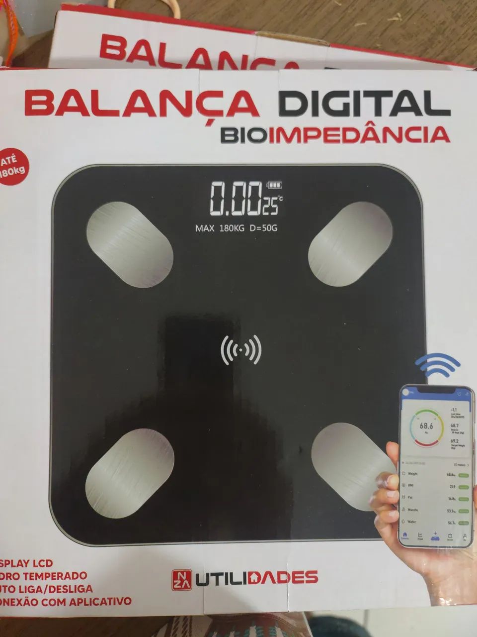 Balança digital com aplicativo e suporte 180kg - Foto 3