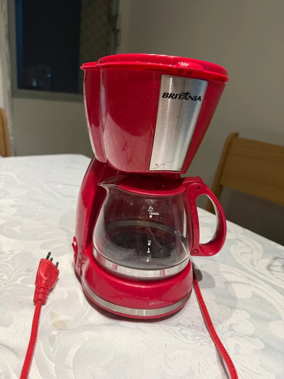 Cafeteira Britânia CP15 Vidro Vermelha com Inox 127v