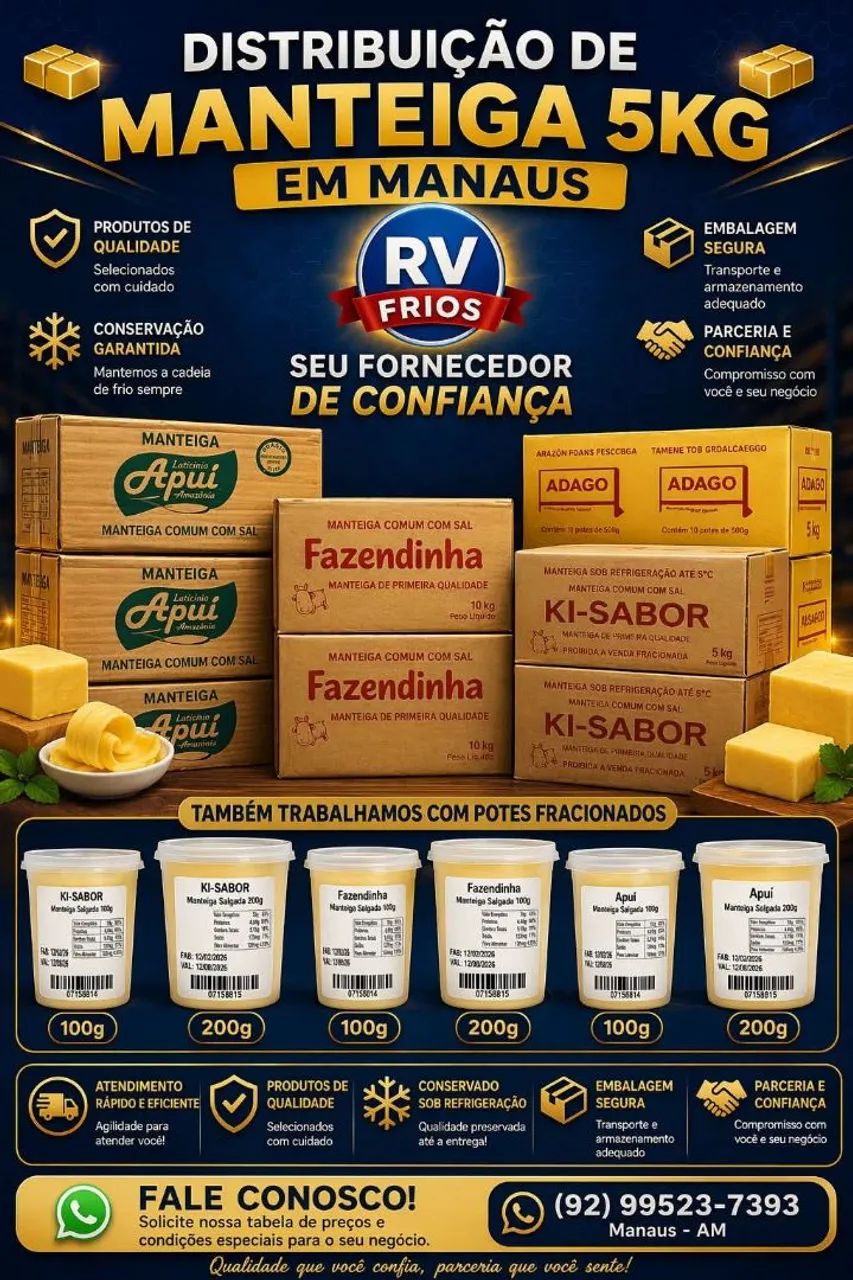 Manteiga Salgada 5kg - Qualidade e Ótimo Preço