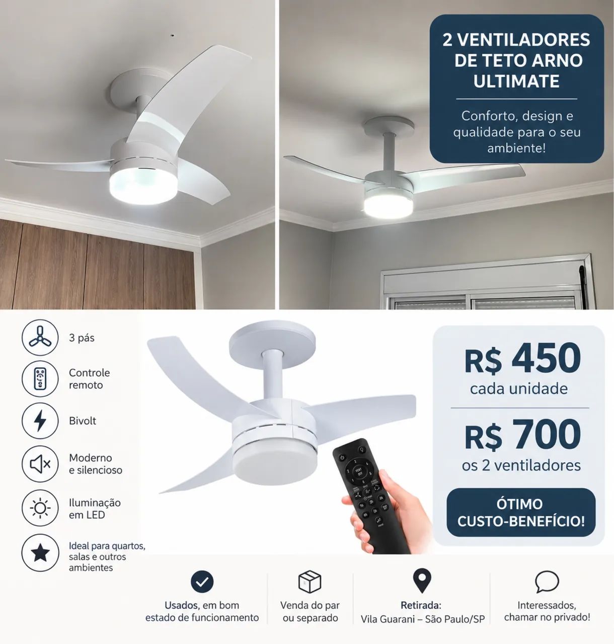Ventilador de Teto Arno Ultimate - Compre 2 pelo preço de 1