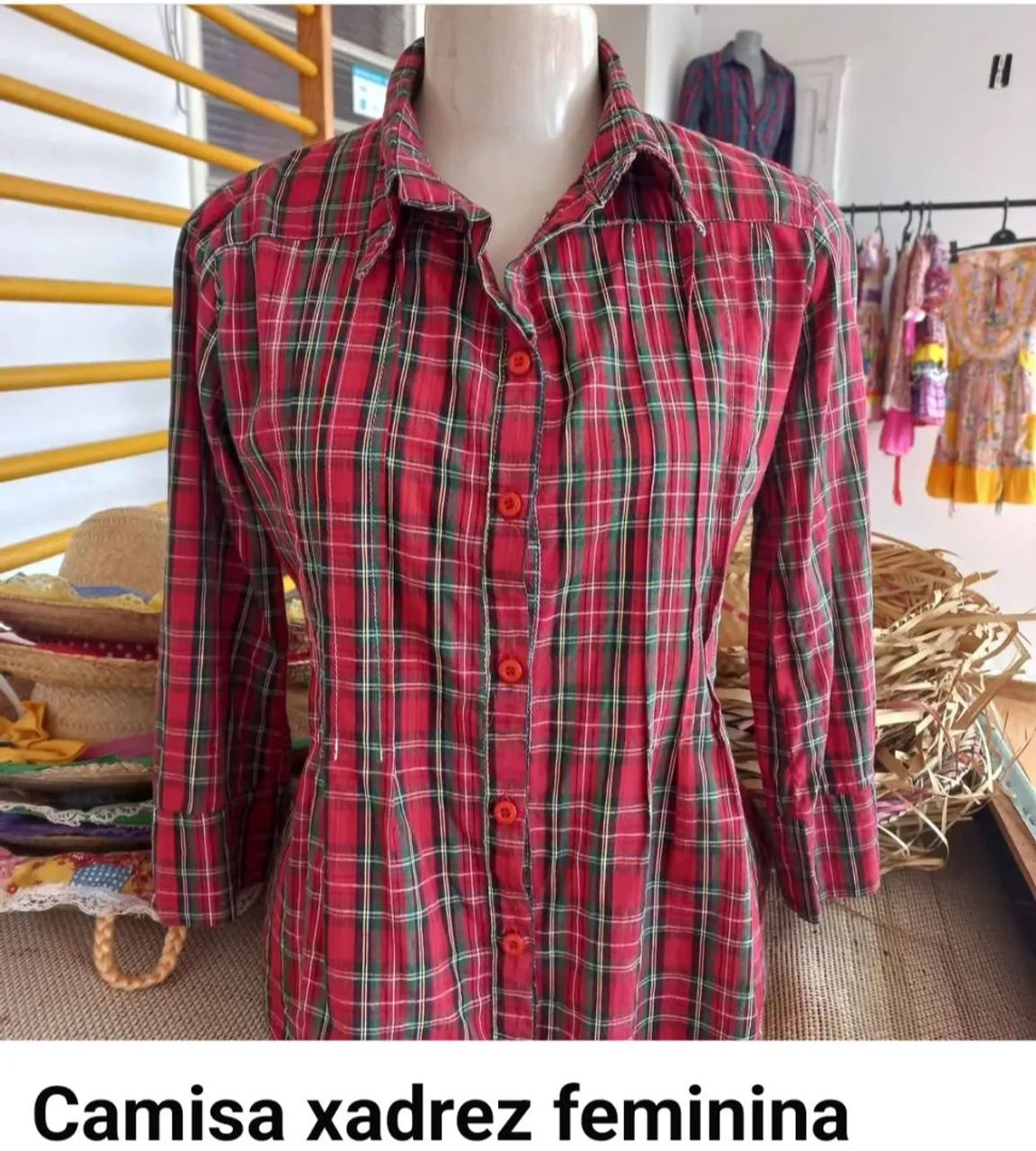 Camisa xadrez vermelho e preto - Foto 2