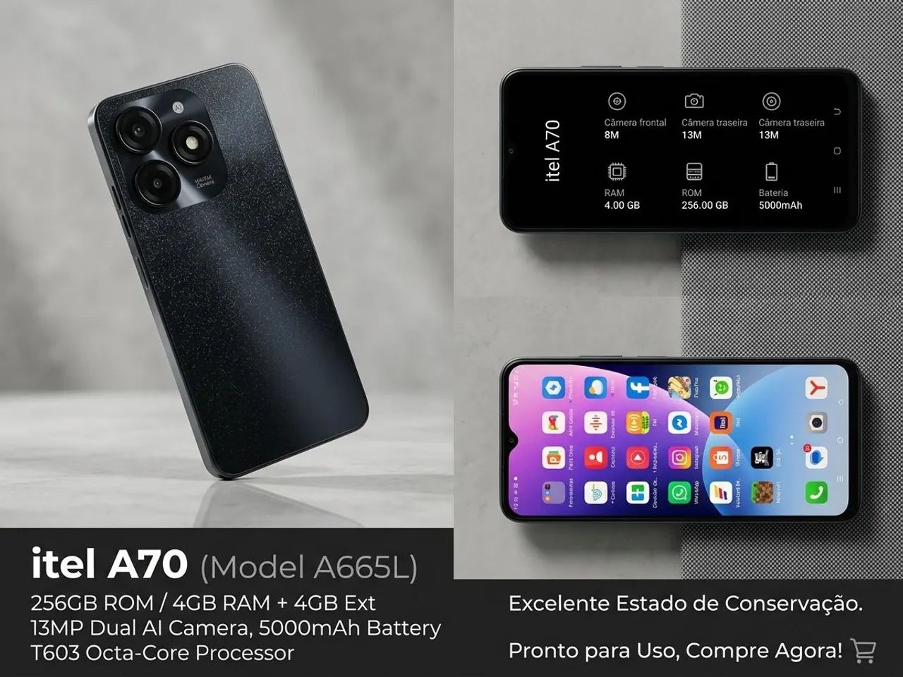 Troco ou vendo cll Itel a70, 256gb