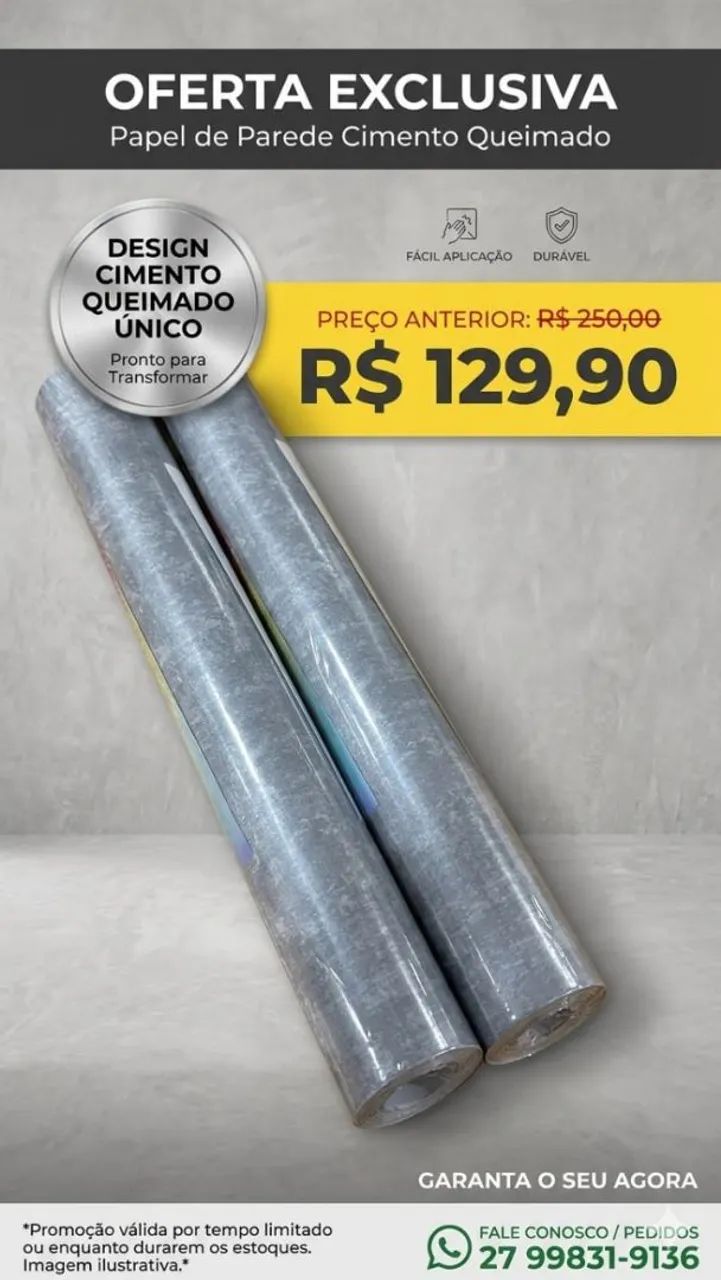 Papel de parede modelo cimento queimado super promoção 129,90