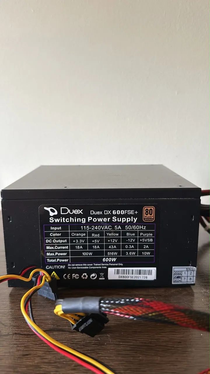 Fonte 600w 80 plus 