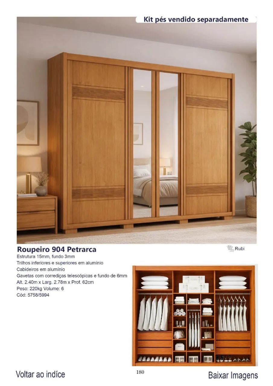 Guarda Roupa 100% MDF porta de correr e 2 de bater com espelho lançamento