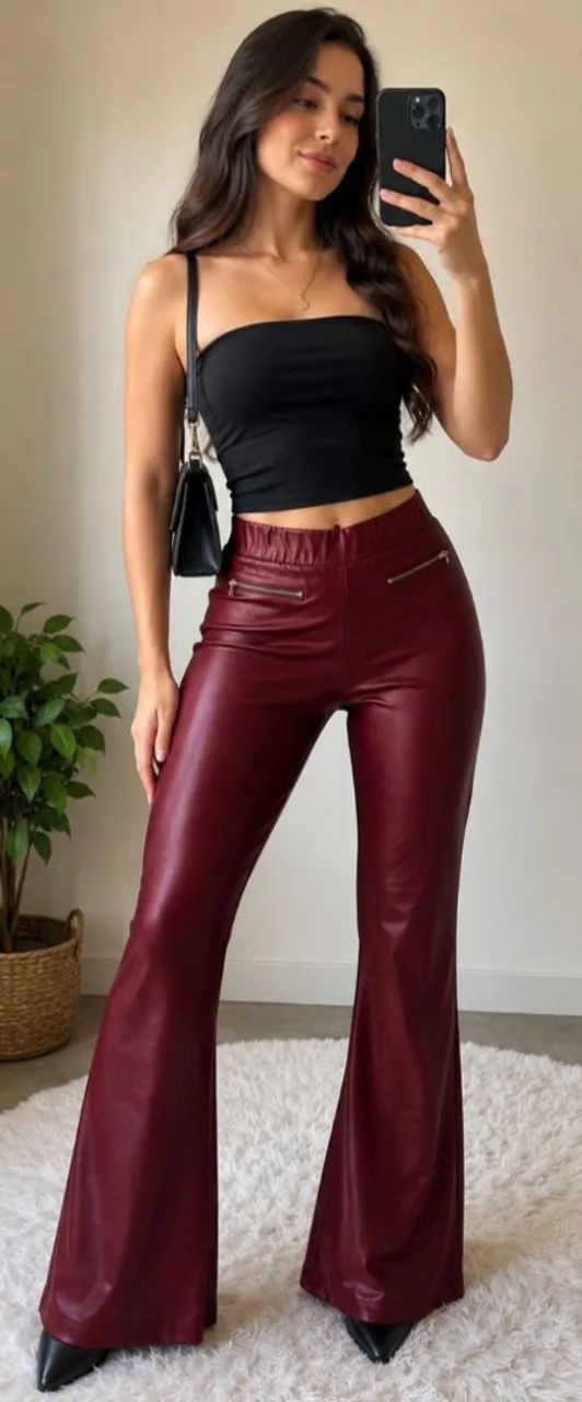 Calça Flare Sua vinho M