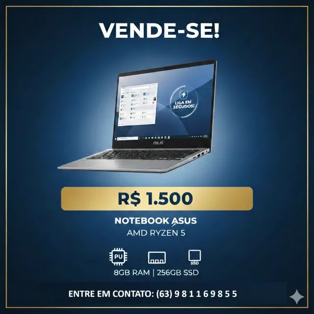 Notebook ASUS AMD Ryzen 5 - Rápido 8GB RAM