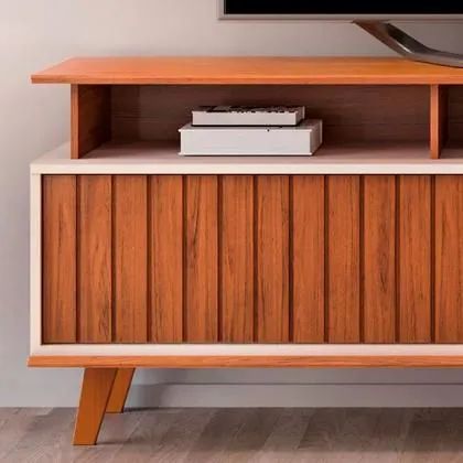 Rack Flow com Painel Lume para Tv de até 65 Polegadas Dj Freijó/Off White<br> - Foto 3