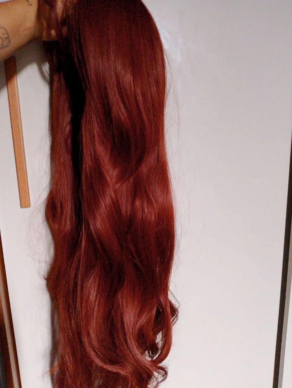 Lace wig longa com franja 