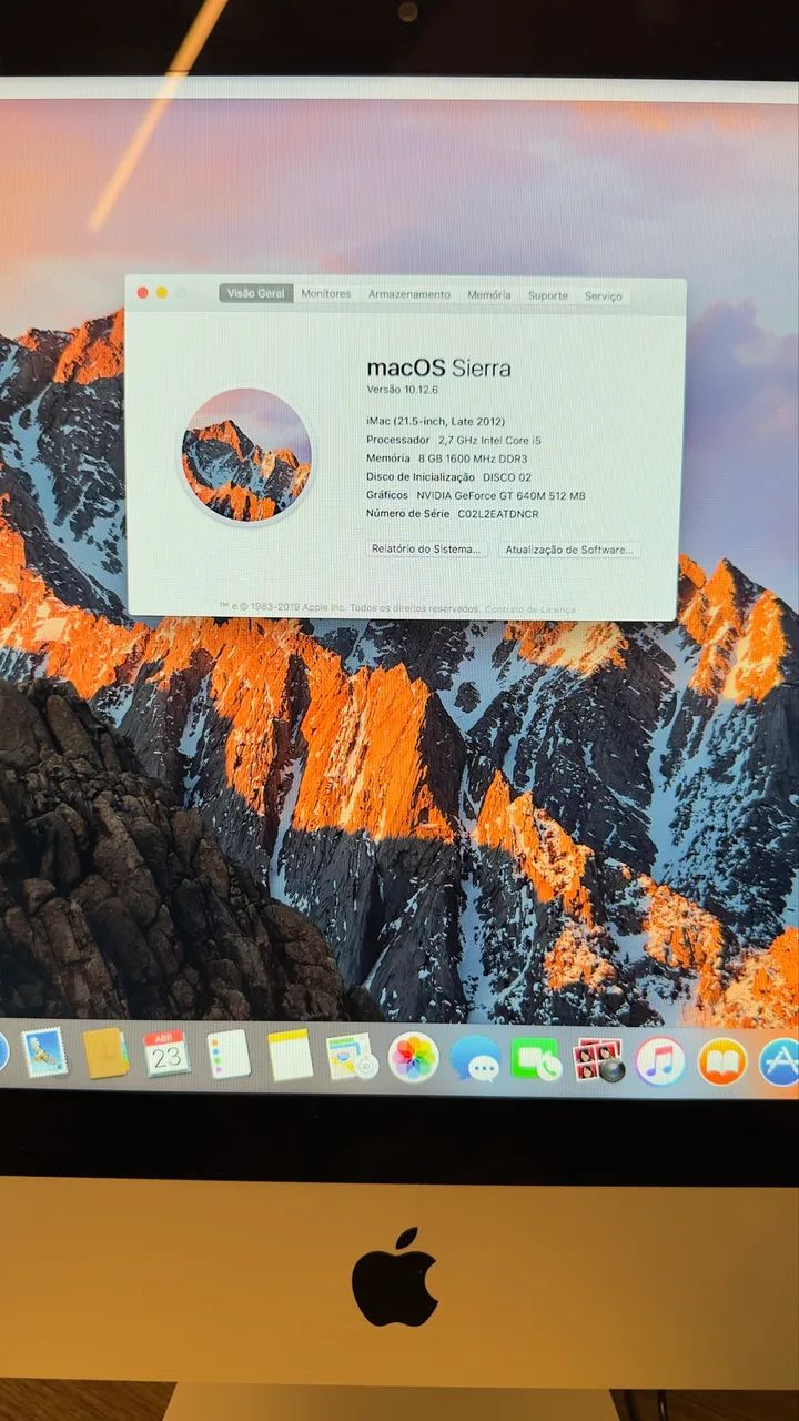 iMac 21.5 Late 2012 Apple + teclado e mouse wireless originais