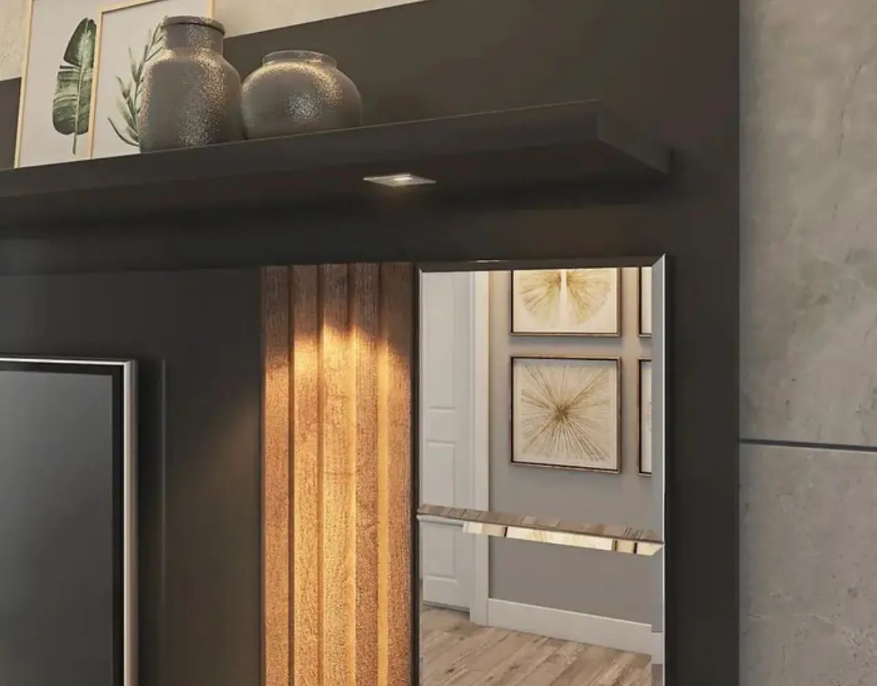 Painel Home com Espelhos e Iluminação - Foto 4