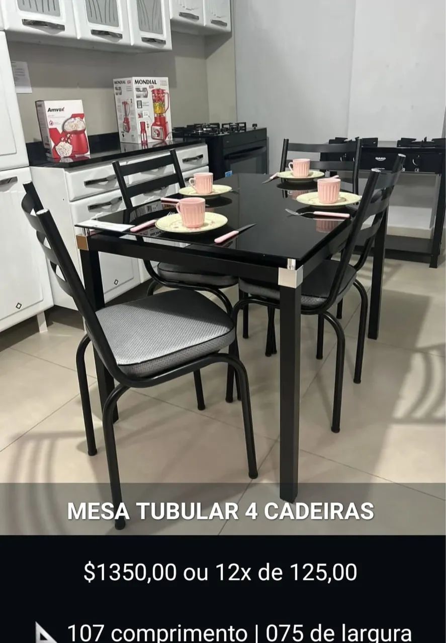 MESA TUBULAR 4 CADEIRAS