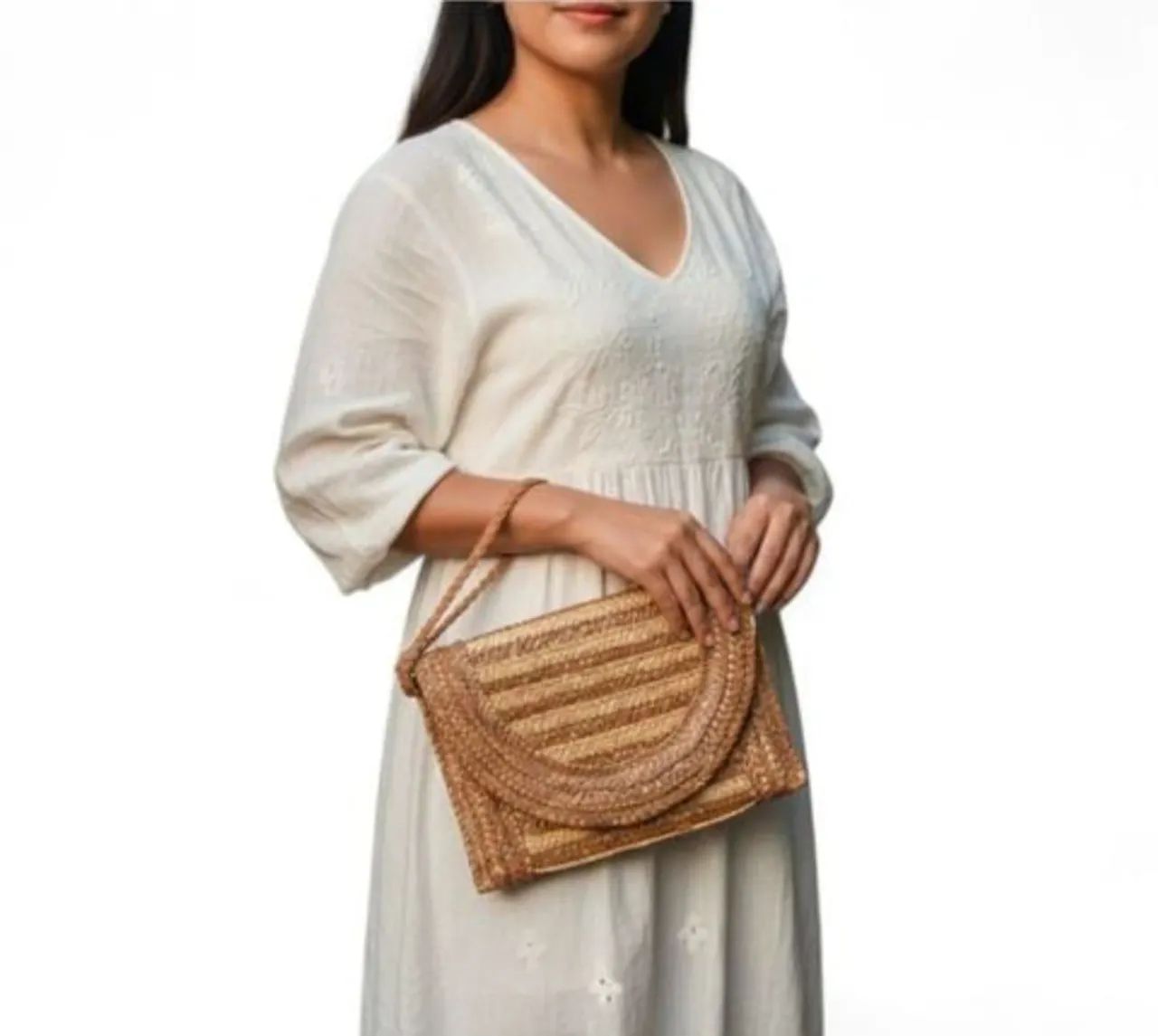 Clutch bolsa de mão Lelis Blanc em palha