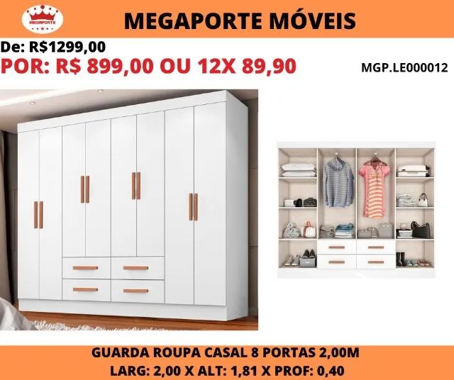 GUARDA ROUPA 8 PORTAS CASAL  - Foto 3