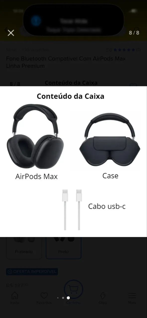 Fone Bluetooth Compatível Com AirPods Max Linha Premium - Foto 2