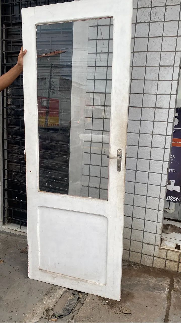 Wooden door with glass