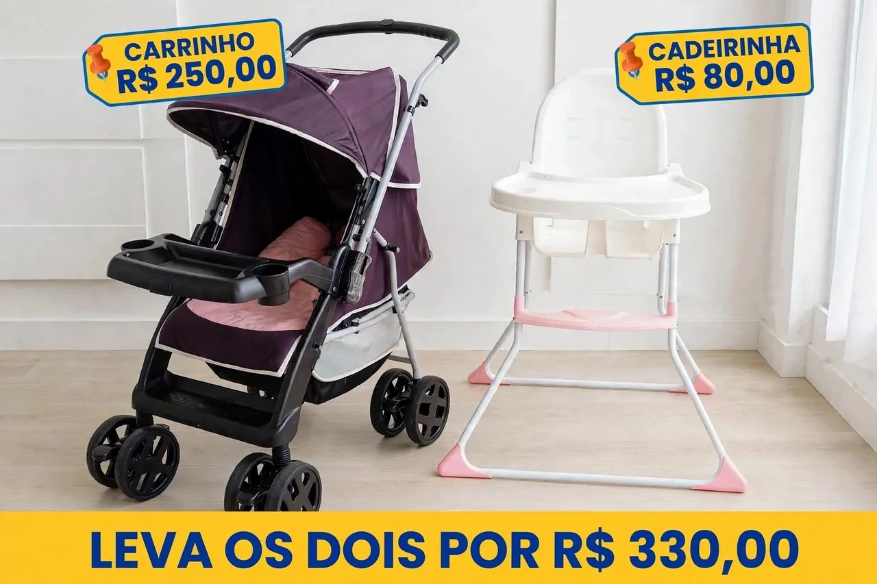 Carrinho de bebê e cadeirinha 