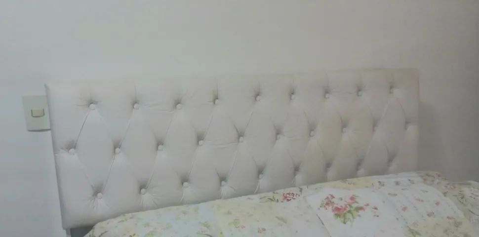 Cabeceira Box Casal Branco com Painel Capitonê