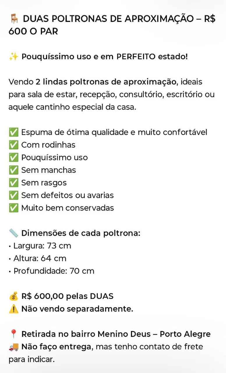 DUAS POLTRONAS DE APROXIMAÇÃO  - Foto 5