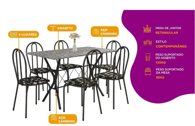 Conjuntos de Mesa e Cadeira *Novos - Foto 4