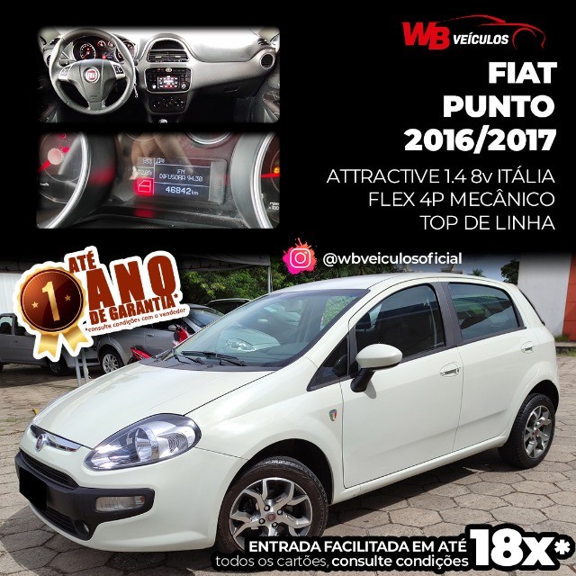 FIAT PUNTO ATTRACTIVE 1.4 8V ITALIA 2016 / 2017 VENDO, TROCO E FINANCIO