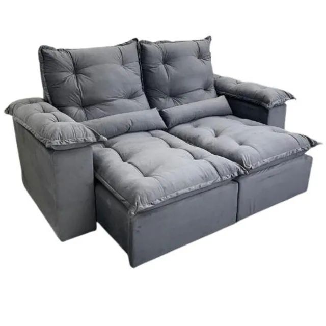 Sofá retrátil reclinável 100% fibra siliconada com tecido veludo!!??tt2161 - Foto 3